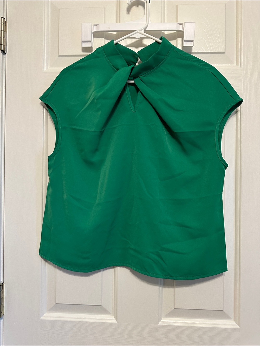 SHEIN Emerald Green Cap-Sleeve Twist-Neck Blouse